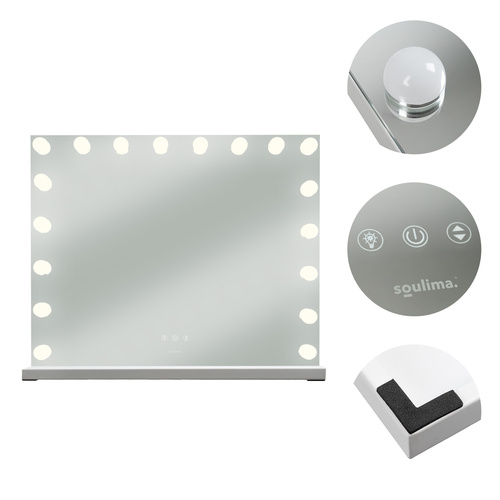 Suur Hollywoodi stiilis LED Meigipeegel Soulima 80x62 cm
